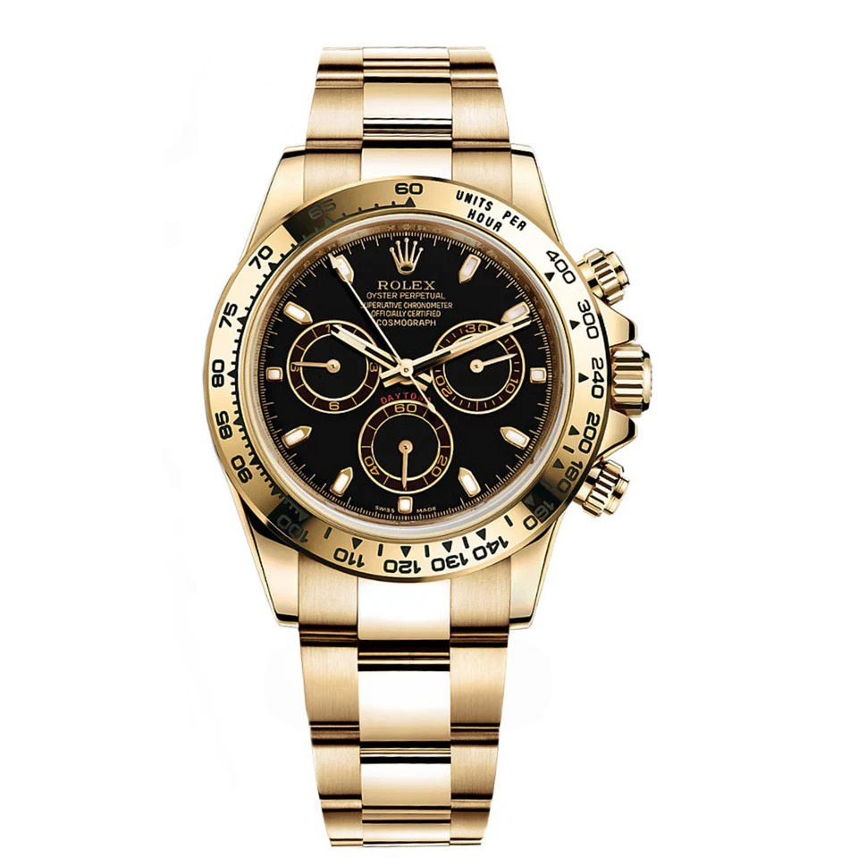 Rolex Cosmograph Daytona Gold 40mm – Replica AAA με Χρυσή Κάσα & Μαύρο Καντράν