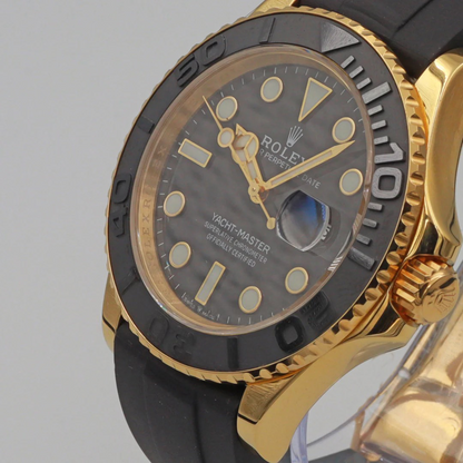 Rolex Yacht-Master Gold 42mm Black Dial Rubber Strap Replica AAA